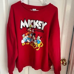 Disney Mickey and Friends Sweatshirt XXXL 20 Juniors Red Graphic Pullover